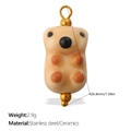 Cute brown ceramic bear pendant with stainless steel loops for DIY jewelry making - Light Brown Bear Style (PJ1177BNG)