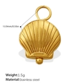Golden scallop shell pendant made of stainless steel with fine radial lines, 13.9mm size - Textured Scallop Style (PJ768G(1))