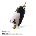 Hand-painted ceramic penguin charm with stainless steel for DIY jewelry and phone chains - Penguin Style (PJ1178BWG)