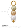 Colgante marino vertical con tres perlas de imitación degradadas y aro dorado de acero fino - Triple Perla Vertical - Champaña Rosa Blanco (PJ779CRG)