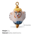 Cute ceramic bird charm with colorful hand-painted details and gold stainless steel ring - Ceramic Bird Style (PJ1179CRG)