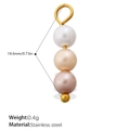 Colgante de perlas degradadas en tres tonos con aro de acero dorado de 18,6 mm largo - Triple Perla Vertical - Blanco Champaña Púrpura (PJ781CRG)