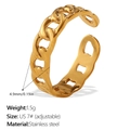 Golden 4.9mm stainless steel adjustable Cuban chain ring in a classic minimalist style - Adjustable Cuban Link Style (JZ123G7) / Gold