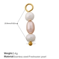 Colgante de perlas tema pez océano con perlas rosas y blancas en acero inoxidable - Triple Perla Vertical - Rosa Blanco (PJ782CRG)