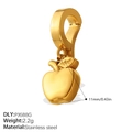 Gold apple shaped stainless steel bikini clasp pendant with lobster hook closure - Bright Gold Apple Style (PJ668GKL)