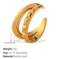 Adjustable 18K gold plated stainless steel double row ring with pyramid texture - Double Layer Pyramid Stud Style (JZ157G7) / Gold