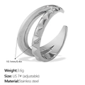 Silver stainless steel double twisted ring with spike texture in US size 7 adjustable - Double Layer Pyramid Stud Style (JZ157S7) / Silver