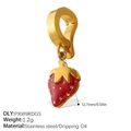 Red dripping oil strawberry charm pendant in stainless steel for bikini accessories - Strawberry Shape Style (PJ669RDGSKL)