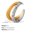 Anillo ajustable de doble capa bicolor en acero inoxidable oro de 18K y plata - Estilo de Doble Capa Bicolor Tachuelas (JZ157SG7) / Bicolor (Oro y Plata)