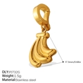 Gold stainless steel banana pendant with lobster clasp and detailed size engraving - Golden Banana Style (PJ732GKL)
