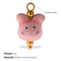 Pink ceramic rabbit charm with stainless steel gold bead for DIY jewelry and crafts - Pink Rabbit Style (PJ1185PKG)
