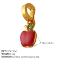 Red apple pendant charm with green leaf in stainless steel for bikini buckle - Red Apple Shape Style (PJ747RDGKL)