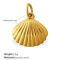 Golden stainless steel shell pendant with vertical texture for DIY ocean jewelry making - Vertical Striped Mini Shell Style (PJ902GS(1))