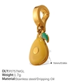 Avocado fruit charm in gold stainless steel and green enamel, 16mm pendant accessory - Avocado Shape Style (PJ757YWGLKL)