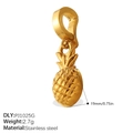 Gold stainless steel pineapple pendant charm with lobster clasp for bikini jewelry - Golden Pineapple Shape Style (PJ1025GKL)