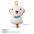 Cartoon dog ceramic bead pendant with golden loop for creative DIY jewelry making - Puppy Style (PJ1189CRG)