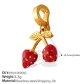Cute strawberry jewelry pendant in red enamel with a gold lobster clasp for necklaces - Exquisite Strawberry Spring Buckle Style (PJ1031RDGKL)