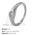 Anillo de acero inoxidable plateado con patrón de estrella octogonal, talla US 8, 5,8mm - US 6# / Estilo Sello Estrella de Ocho Puntas (JZ158S6) / Plateado