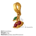 Golden stainless steel cherry charm with red crystals and lobster clasp, 1.6g weight - Rhinestone Cherry Hanging Style (PJ1037RGGKL)