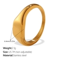 Anillo de sello de acero inoxidable chapado en oro de 18K, 6,4 mm, talla US 7 - US 7# / Estilo Sello Liso (JZ159G7) / Dorado