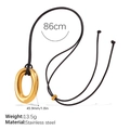 Adjustable black cord necklace with minimalist gold oval stainless steel pendant - Hollow Oval Style (MYL25G) / Gold