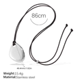 Collar con colgante geométrico plateado en cordón de cuerda negra ajustable - Estilo Geométrico de Gota (MYL26S)