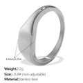Anillo de sello ovalado minimalista de acero inoxidable plateado con cara de 6,4 mm - US 7# / Estilo Sello Liso (JZ159S7) / Plateado