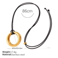 Collar minimalista con colgante de círculo dorado y cordón negro, longitud 86cm ajustable - Estilo de Aro Grande (MYL27G)