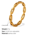 Anillo de cadena torcida dorada en acero inoxidable talla US 6 joyería minimalista - US 6# / Estilo Eslabón Rectangular Hueco (JZ160G6) / Dorado
