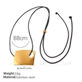 Colgante geométrico minimalista de acero inoxidable dorado en cordón negro ajustable - Estilo Rectángulo Hueco (MYL28G)