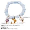 Coletero azul tema océano con colgante de delfín dorado y cuentas de cerámica - Estilo de Cuenta de Lunares Morados de Delfín (FQ01LB-PJ114LBPG-PJ11330WG-PJPJ932G)