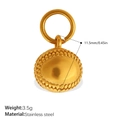 Gold stainless steel spherical pendant with relief texture and 11.5mm diameter size - Retro Relief Round Style (PJ1240G)