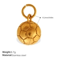 Gold stainless steel football pendant with circular ring 15.2mm diameter and 6.7g weight - Soccer Ball Style (PJ1242G)