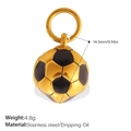 Golden stainless steel soccer ball charm pendant with black enamel for DIY jewelry making - Black Gold Soccer Ball Style (PJ1243BKG)