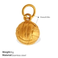 Golden volleyball pendant in stainless steel, 15mm diameter sports jewelry for DIY - Volleyball Style (PJ1244G)
