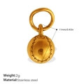 Golden stainless steel baseball pendant charm with stitched details and dimensions - Baseball Style (PJ1245G)