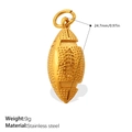 Golden American football pendant in stainless steel with textured surface finish - Large Rugby Ball Style (PJ1250G)