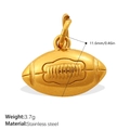 Golden American football pendant in stainless steel with 11.6mm height and 3.7g weight - Small Rugby Ball Style (PJ1251G)