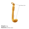 Golden letter J hockey stick pendant in stainless steel, 40.6mm length and 3.2g weight - Hockey Stick Style (PJ1255G)