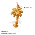 Golden stainless steel coconut tree pendant for DIY necklaces or bracelets 31mm - Coconut Tree Style (PJ1256G)