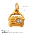 Goldener Edelstahl-Radioanhänger mit Strasssteinen für trendigen Hip-Hop-Schmuck - Goldene Radioform (PJ1215G)