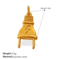Einzigartiger goldener Edelstahlstecker-Anhänger mit Blitzsymbol für DIY-Schmuck - Goldene Steckerform (PJ1217G)