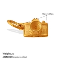 Goldener Kamera-Anhänger aus Edelstahl für DIY-Halsketten und Armbänder - Goldene Kameraform (PJ1219G)