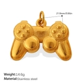 Ciondolo controller di gioco in acciaio inossidabile dorato, peso 14,6g e 21,8mm - Stile Controller Giochi Oro (PJ1221G)
