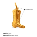 Ciondolo a stivale da cowboy in acciaio inox dorato per gioielli DIY con incisione 20,7mm - Stivale da Cowboy Western (PJ1352G)