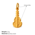 Ciondolo violino dorato in acciaio inossidabile altezza 22,4mm e peso 2,2g - Stile Violino Oro (PJ1222G)