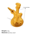 Ciondolo a chitarra in acciaio inossidabile dorato per collana, gioiello punk da 11,2 mm - Stile Chitarra Oro (PJ1225G)