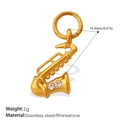 Ciondolo a forma di sassofono dorato in acciaio inox con strass, gioielli stile musica - Stile Sassofono Oro (PJ1227G)