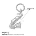 Ciondolo a sassofono argento in acciaio inox con strass per creazione gioielli fai da te - Stile Sassofono Argento (PJ1227S)