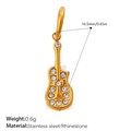 Ciondolo chitarra dorato in acciaio inossidabile con strass bianchi per collane hip hop - Stile Chitarra con Strass Oro (PJ1228WEG)